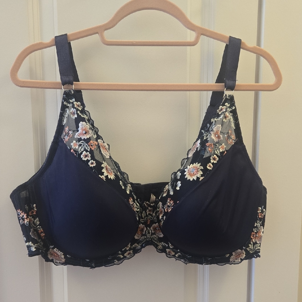Deesse Lingerie Midnight Blue Floral Bra